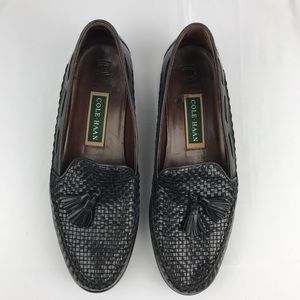 Cole Haan Mens Shoes Black Loafers woven Tassels